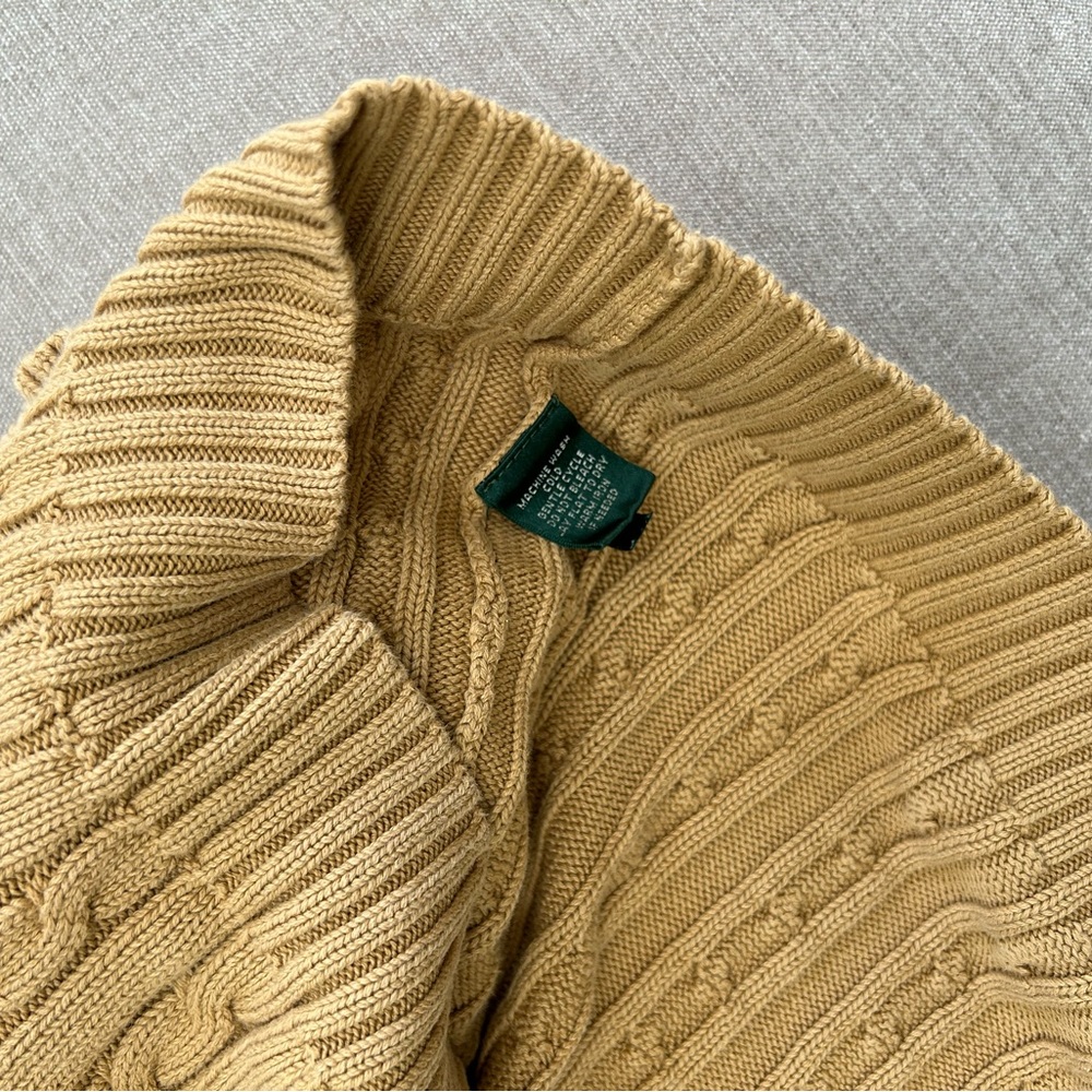 LAST CALL! ralph lauren cable knit v neck gold sweater - Picture 2 of 3
